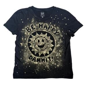 Gap Black & Gold Graphic T-Shirt Womens Size Medium Tall